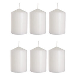 "SolaDirect Set Of 6 Pillar Candles, Votive Candles, Decorative Household Candles - Up To 66 Hours - 15 X 7 Cm / 6 X 2.75"" (White, Matt)" - thumbnail 1