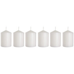 "SolaDirect Set Of 6 Pillar Candles, Votive Candles, Decorative Household Candles - Up To 66 Hours - 15 X 7 Cm / 6 X 2.75"" (White, Matt)" - thumbnail 8