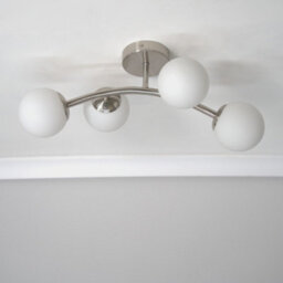 Valuelights Jas Brushed Chrome 4 Way Ceiling Light With White Frosted Glass Globe Shades - thumbnail 3
