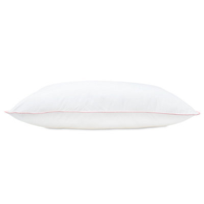 Lancashire Textiles Cotton Pillow Pack Of 2, Pink Piping Edge, Hollowfibre Filled Medium Firmness And Support Bed Cushion - image 1