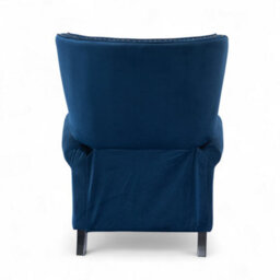 Velvet Blue Buttoned Wingback Recliner Chair - thumbnail 7