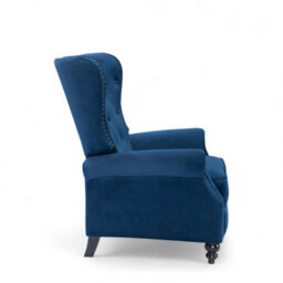 Velvet Blue Buttoned Wingback Recliner Chair - thumbnail 6