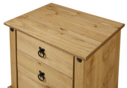 Mercers Furniture Corona 3 Drawer Budget Bedside Table Cabinet Solid Pine With Mexican Styling - thumbnail 6