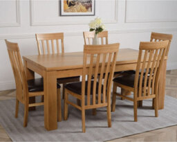 That's Furniture Dakota 182 X 92 Cm Chunky Oak Large Dining Table And 6 Chairs Dining Set With Harvard Chairs - thumbnail 3