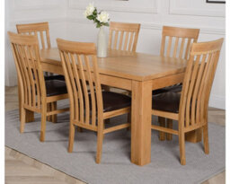That's Furniture Dakota 182 X 92 Cm Chunky Oak Large Dining Table And 6 Chairs Dining Set With Harvard Chairs - thumbnail 1