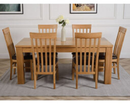 That's Furniture Dakota 182 X 92 Cm Chunky Oak Large Dining Table And 6 Chairs Dining Set With Harvard Chairs - thumbnail 2