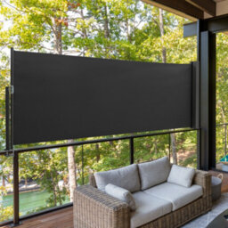 Living And Home Grey Outdoor Patio Retractable Side Awning Balcony Sunshade Blind 300Cm X 120 Cm - thumbnail 1