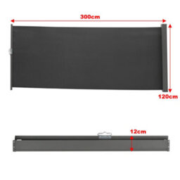 Living And Home Grey Outdoor Patio Retractable Side Awning Balcony Sunshade Blind 300Cm X 120 Cm - thumbnail 5