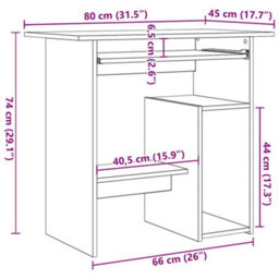 Vidaxl Desk Sonoma Oak 80X45X74 Cm Engineered Wood Desks - thumbnail 3