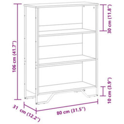 Berkfield Modern Bookcase Brown Oak 80X31X106 Cm Engineered Wood - thumbnail 9
