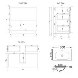 Royal Bathrooms Orion 800mm Matt White 2 Drawer Floor Standing Vanity Unit With Ceramic Basin & Black Strip - thumbnail 8