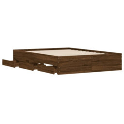 Berkfield Bed Frame With Drawers Without Mattress Brown Oak 120X190 Cm Small Double - thumbnail 5