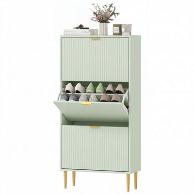 Light Green-3 Drawers Narrow Shoe Cabinet With Drawers And Adjustable Shelves - image 1