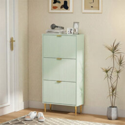 Light Green-3 Drawers Narrow Shoe Cabinet With Drawers And Adjustable Shelves - thumbnail 3