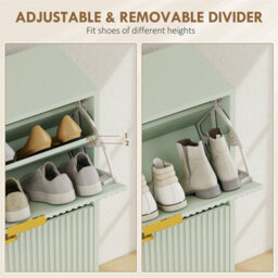 Light Green-3 Drawers Narrow Shoe Cabinet With Drawers And Adjustable Shelves - thumbnail 4