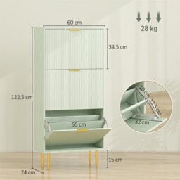 Light Green-3 Drawers Narrow Shoe Cabinet With Drawers And Adjustable Shelves - thumbnail 2