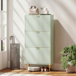 Light Green-3 Drawers Narrow Shoe Cabinet With Drawers And Adjustable Shelves - thumbnail 5