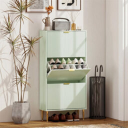 Light Green-3 Drawers Narrow Shoe Cabinet With Drawers And Adjustable Shelves - thumbnail 6