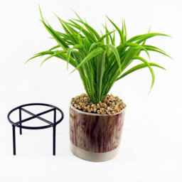 Leaf 35Cm Artificial Grass With Ceramic Planter & Metal Stand - thumbnail 5