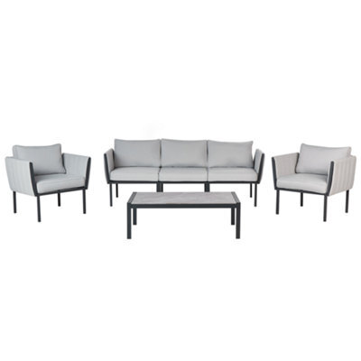 Beliani Garden Lounge Set With Table 5 Seater Skala Metal Light Grey - image 1