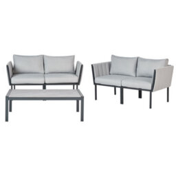 Beliani Garden Lounge Set With Table 5 Seater Skala Metal Light Grey - thumbnail 6