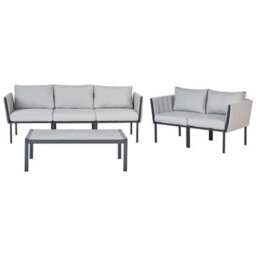 Beliani Garden Lounge Set With Table 5 Seater Skala Metal Light Grey - thumbnail 4
