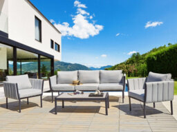 Beliani Garden Lounge Set With Table 5 Seater Skala Metal Light Grey - thumbnail 2