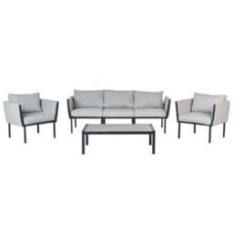 Beliani Skala 5 Seater Garden Lounge Set With Table Light Grey Metal