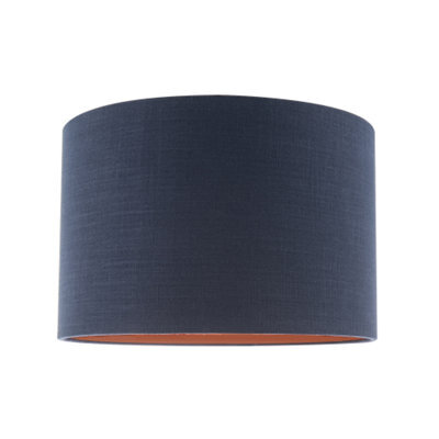 Happy Homewares Modern Midnight Blue Cotton Lamp Shade With Brushed Gold Inner Lining - image 1