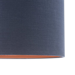 Happy Homewares Modern Midnight Blue Cotton Lamp Shade With Brushed Gold Inner Lining - thumbnail 3