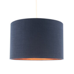 Happy Homewares Modern Midnight Blue Cotton Lamp Shade With Brushed Gold Inner Lining - thumbnail 2
