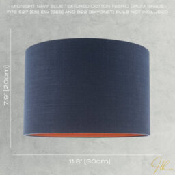 Happy Homewares Modern Midnight Blue Cotton Lamp Shade With Brushed Gold Inner Lining - thumbnail 7