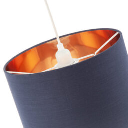 Happy Homewares Modern Midnight Blue Cotton Lamp Shade With Brushed Gold Inner Lining - thumbnail 4