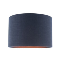 Happy Homewares Modern Midnight Blue Cotton Lamp Shade With Brushed Gold Inner Lining