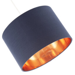 Happy Homewares Modern Midnight Blue Cotton Lamp Shade With Brushed Gold Inner Lining - thumbnail 5