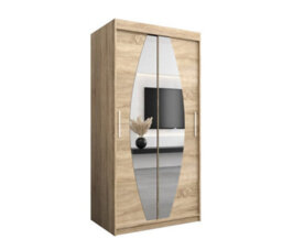 Arte Elypse Sliding Door Wardrobe In Oak Sonoma - Modern Storage Unit With Shelves And Hanging Rails (W1000mm X H2000mm X D620mm) - thumbnail 1