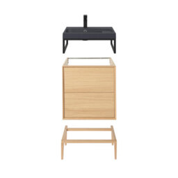 GoodHome Avela Matt Oak Effect Freestanding Vanity Unit & Basin Set (W)604mm (H)934mm - thumbnail 1