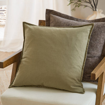 Yard Slub Cotton Polyester Filled Cushion, Moss Green, 50 X 50Cm - image 1