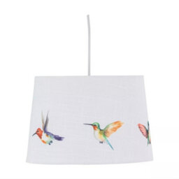 Set Of 2 Linen Bird Print Easy Fit Ceiling Light Pendant Shades Table Lampshades - thumbnail 4
