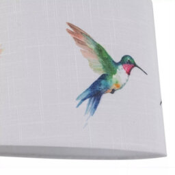 Set Of 2 Linen Bird Print Easy Fit Ceiling Light Pendant Shades Table Lampshades - thumbnail 5