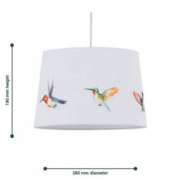 Set Of 2 Linen Bird Print Easy Fit Ceiling Light Pendant Shades Table Lampshades - thumbnail 2