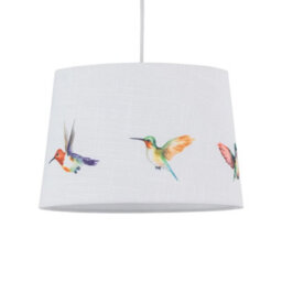 Set Of 2 Linen Bird Print Easy Fit Ceiling Light Pendant Shades Table Lampshades - thumbnail 3