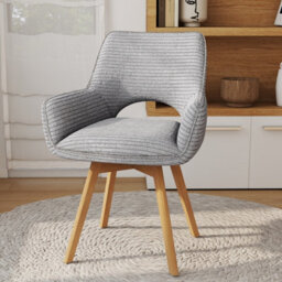 Longtoo Set Of 4 Swivel Dining Chairs , Swivel Upholstered Chairs With Armrests And Wooden Legs, Grey - thumbnail 6