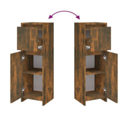 Berkfield Bathroom Cabinet Smoked Oak 30X30X95 Cm Engineered Wood - thumbnail 6