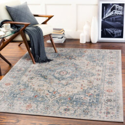 Livabliss Jolie-Vintage Blue Grey Ivory Burgundy Traditional Boho Living Dining Bedroom Rug 160 X 220 Cm Easy Care, Non Shedding - thumbnail 2