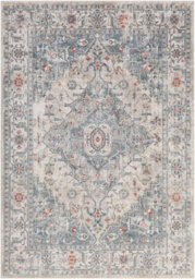 Livabliss Jolie-Vintage Blue Grey Ivory Burgundy Traditional Boho Living Dining Bedroom Rug 160 X 220 Cm Easy Care, Non Shedding - thumbnail 1