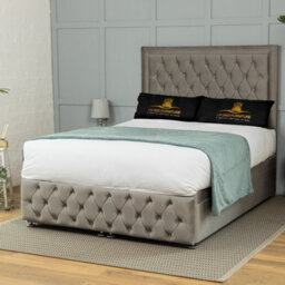 UKBEDFURNITURE Kingston Plush Grey End Opening Divan Ottoman Bed With 54 Inch Headboard - thumbnail 2