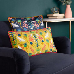 Kate Merritt Herons Floral Velvet Piped Polyester Filled Cushion - thumbnail 4