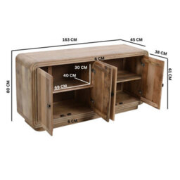 Paloma Carved Mango Wood 4 Doors Large Sideboard - thumbnail 8