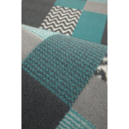 Melrose Colorama Montreal Blue Teal Square Design Small Indoor Area Rug 080/150Cm - thumbnail 2